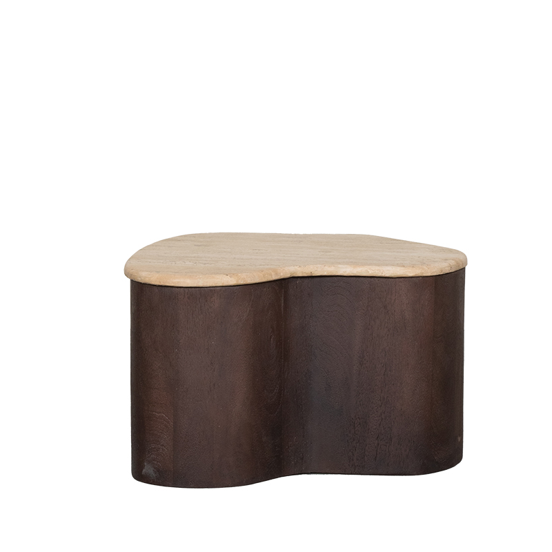 Couchtische I_Davi - Organisch - Espresso - Braun - Travertin - Minimalistisch - LABEL51