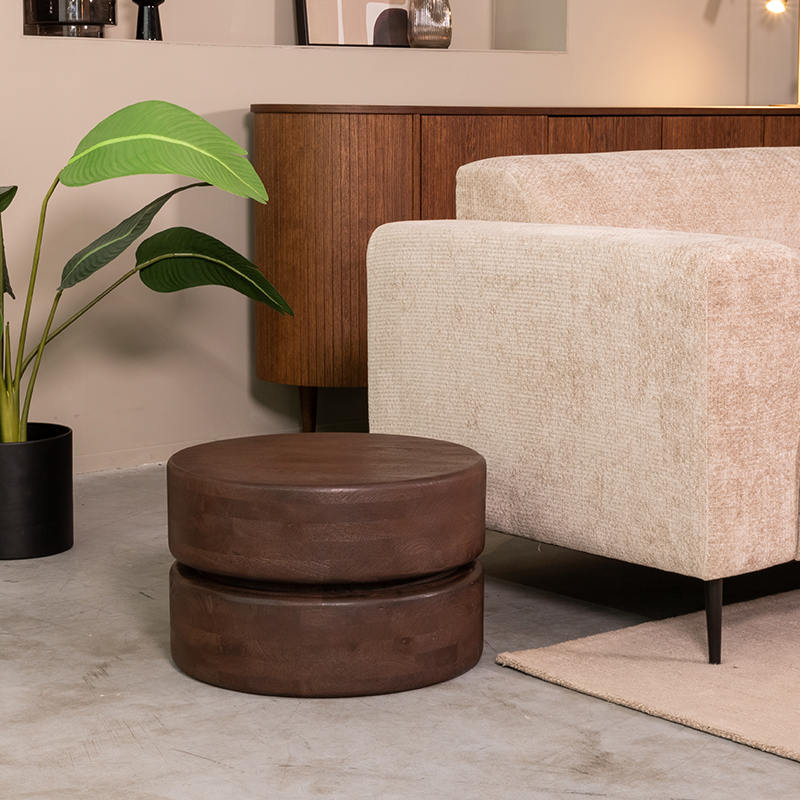 Couchtische I_Milly - Rund - Espresso - Braun - Mangoholz - Minimalistisch - LABEL51