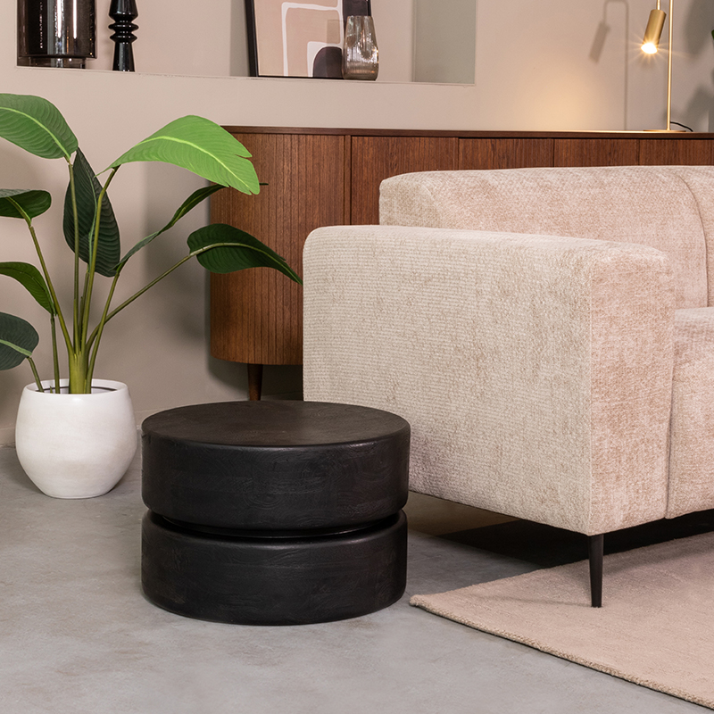 Couchtische I_Milly - Rund - Schwarz - Mangoholz - Modern - LABEL51