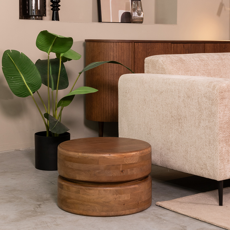 Couchtische I_Milly - Rund - Nature Smooth - Braun - Mangoholz - Ländlich - LABEL51