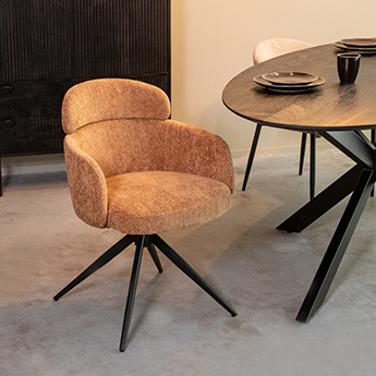 Esszimmerstühl I_Levi - Armlehne - Cognac - Braun - Elite - Modern - LABEL51