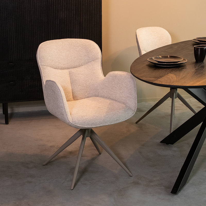 Esszimmerstühl I_Lasse - Armlehne - Natural Beige - Canyon - Skandinavisch - LABEL51