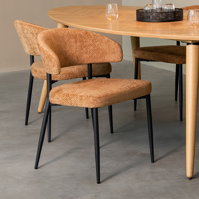 Esszimmerstühl I_Bliss - Armlehne - Cognac - Braun - Elite - Modern - LABEL51