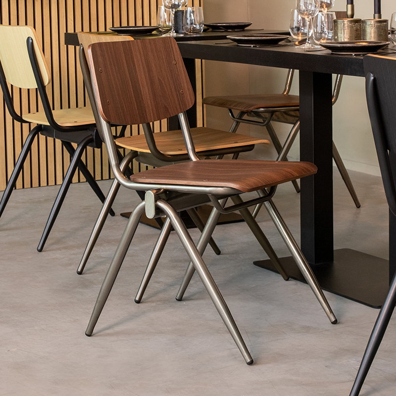 Esszimmerstühl I_Solid - Ohne Armlehne - Dunkelbraun - BRUIN - - Industriell - LABEL51