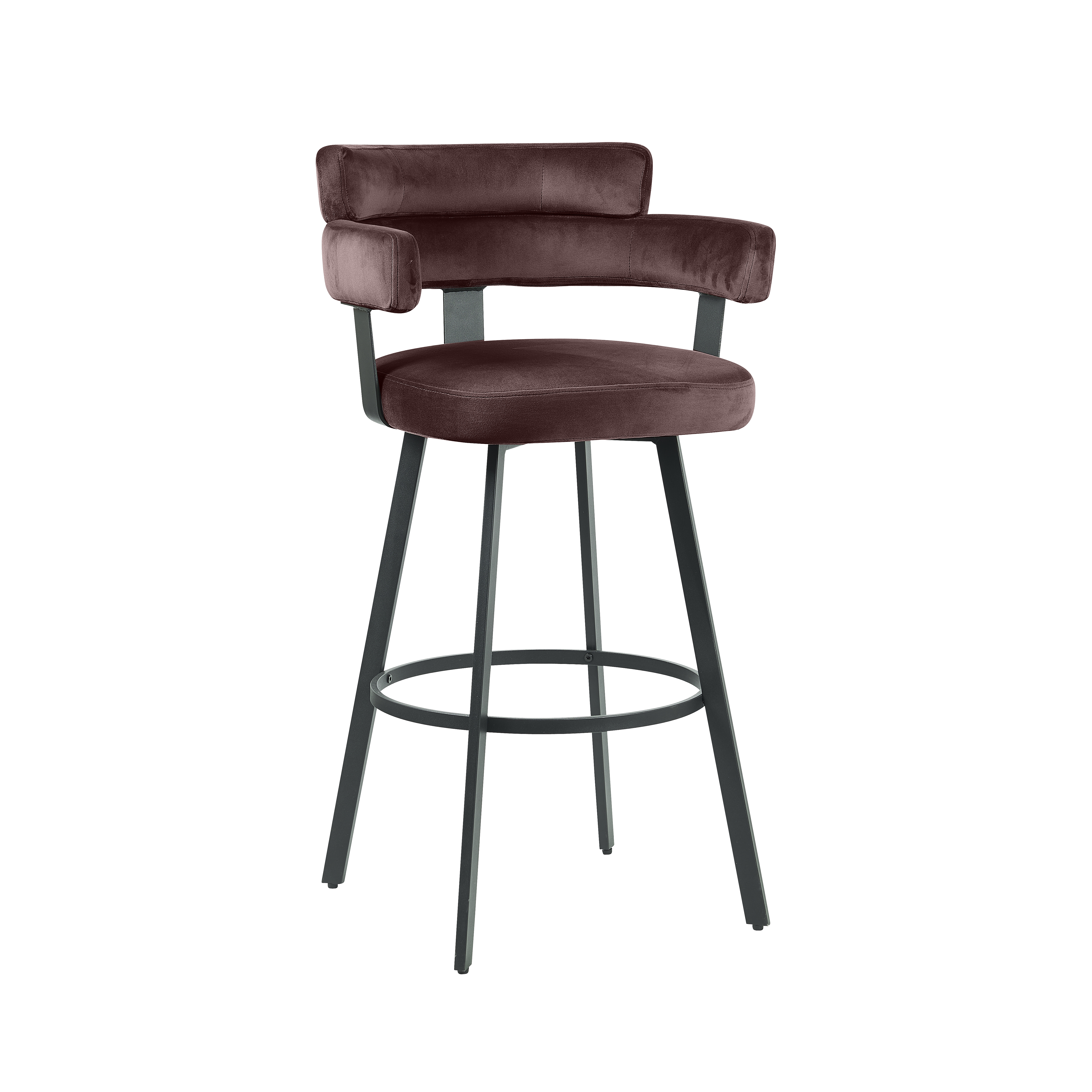 Barhocker I_Bardio - Armlehne - Hoog - Taupe - Braun - Samt - Ländlich - LABEL51