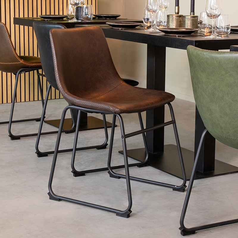 Esszimmerstühl I_Risto - Ohne Armlehne - Braun - BRUIN - - Industriell - LABEL51