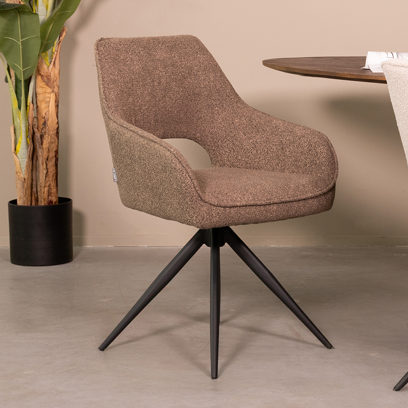 Esszimmerstühl I_Finley - Drehbar - Armlehne - Braun - BRUIN - - Ländlich - LABEL51