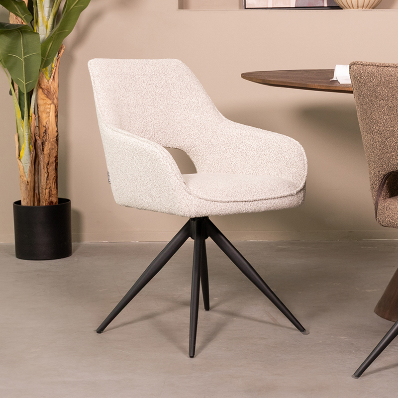 Esszimmerstühl I_Finley - Drehbar - Armlehne - Champagne - WIT - - Ländlich - LABEL51