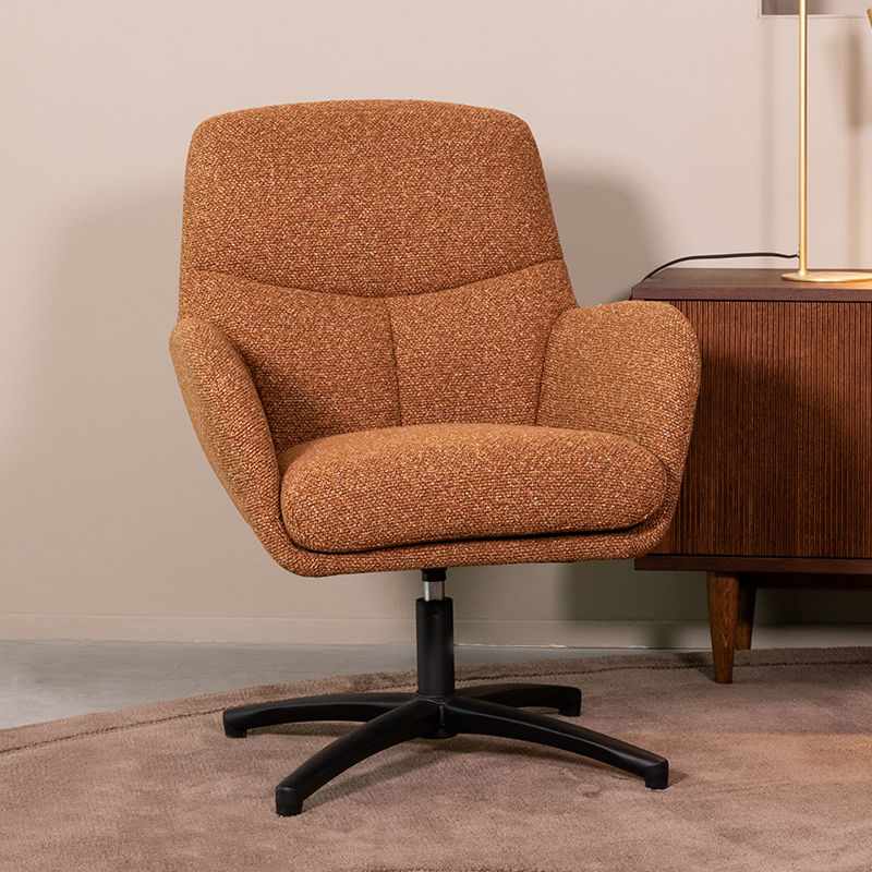 Sessel I_Chill Zone - Drehbar - Armlehne - Coral - ORANJE - Royal Boucle - Modern - LABEL51