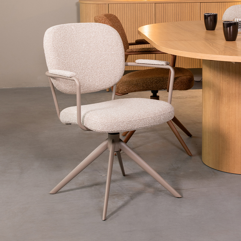 Esszimmerstühl I_Basel - Drehbar - Armlehne - Natural Beige - NATUREL - Royal Boucle - Skandinavisch - LABEL51