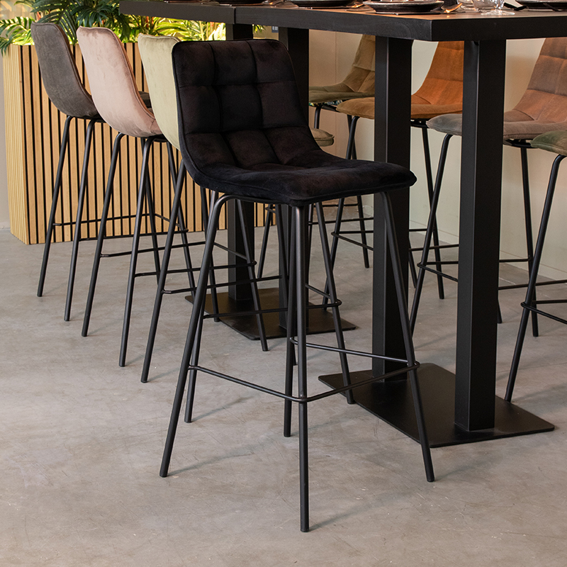 Barhocker I_Bistro - Ohne Armlehne - Hoog - Schwarz - Samt - Modern - LABEL51