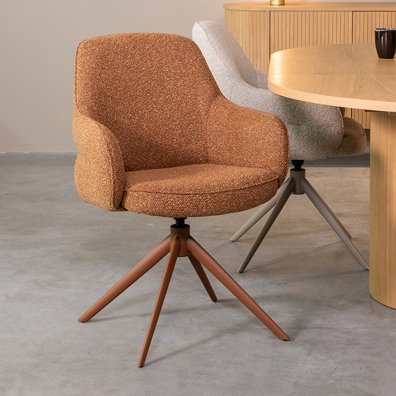 Esszimmerstühl I_Bern - Armlehne - Coral - Orange - Royal Boucle - Design - LABEL51