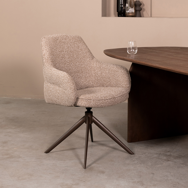 Esszimmerstühl I_Bern - Armlehne - Mushroom - Braun - Royal Boucle - Design - LABEL51