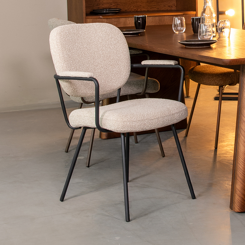 Esszimmerstühl I_Lausanne - Armlehne - Natural Beige - Royal Boucle - Ländlich - LABEL51