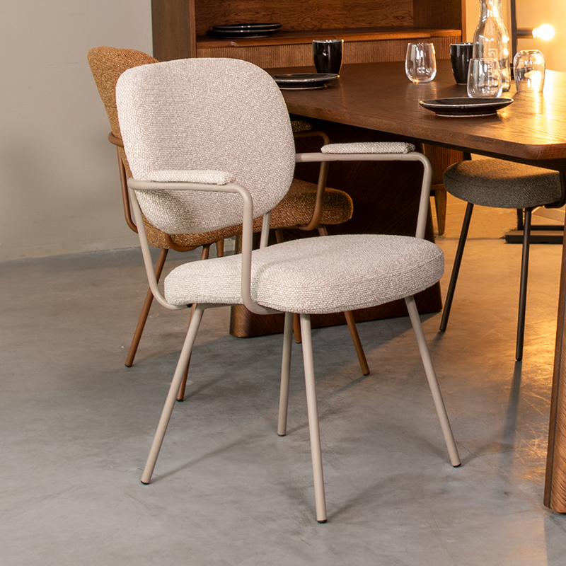 Esszimmerstühl I_Lausanne - Armlehne - Natural Beige - NATUREL - Royal Boucle - Skandinavisch - LABEL51