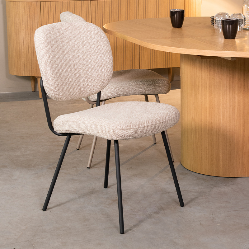 Esszimmerstühl I_Singapore - Ohne Armlehne - Natural Beige - NATUREL - Royal Boucle - Ländlich - LABEL51