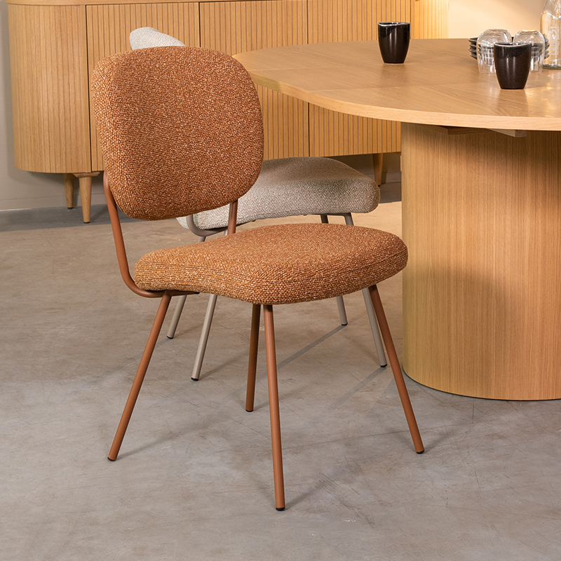 Esszimmerstühl I_Singapore - Ohne Armlehne - Coral - ORANJE - Royal Boucle - Design - LABEL51