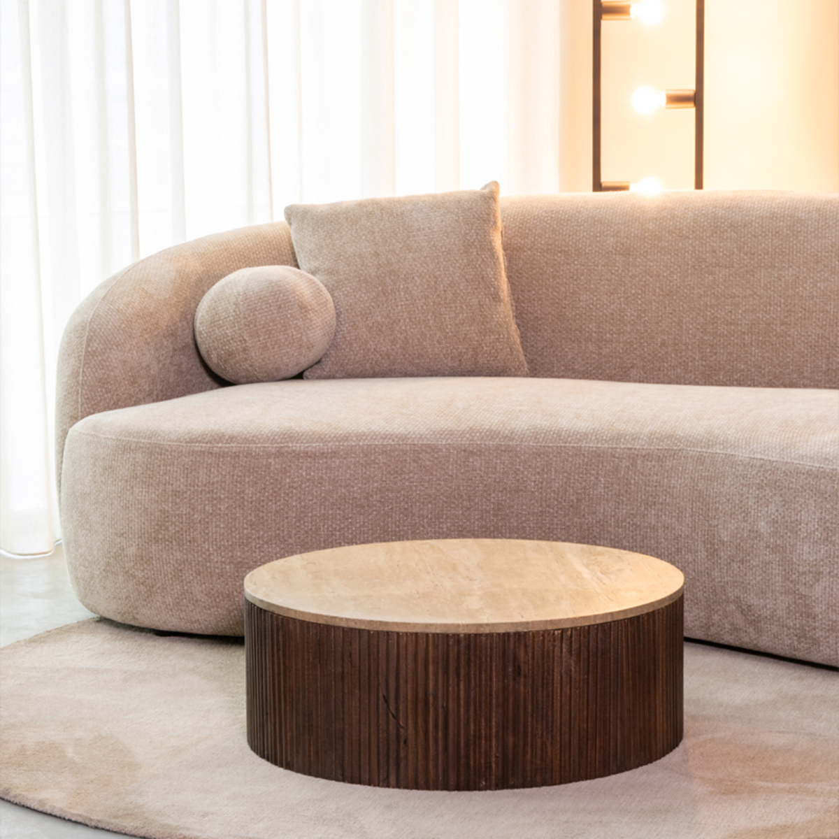 Couchtische I_Ribble - Rund - Espresso - Braun - Travertin - Minimalistisch - LABEL51