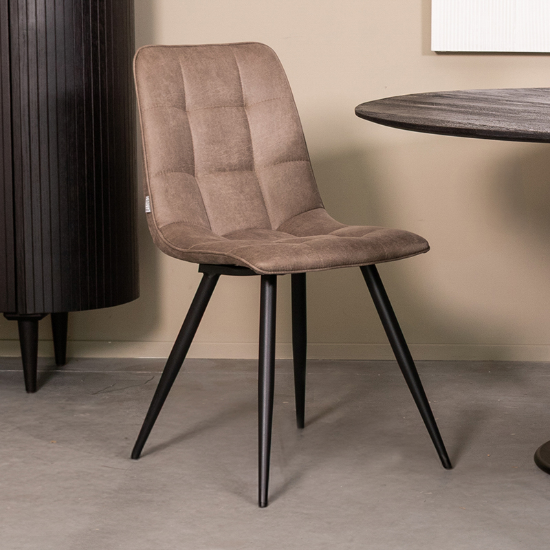 Esszimmerstühl I_Bistro - Ohne Armlehne - Taupe - Braun - Micro Suede - Modern - LABEL51