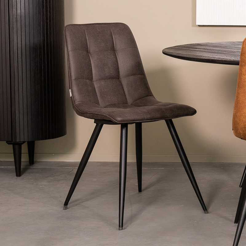 Esszimmerstühl I_Bistro - Ohne Armlehne - Anthrazit - Grau - Micro Suede - Modern - LABEL51