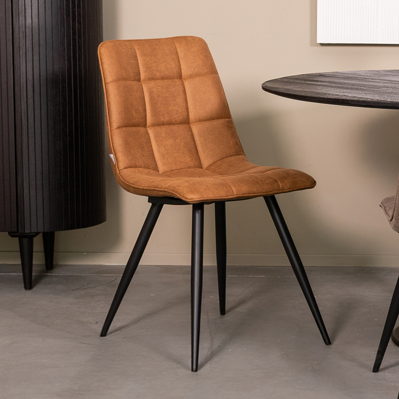 Esszimmerstühl I_Bistro - Ohne Armlehne - Cognac - Braun - Micro Suede - Modern - LABEL51