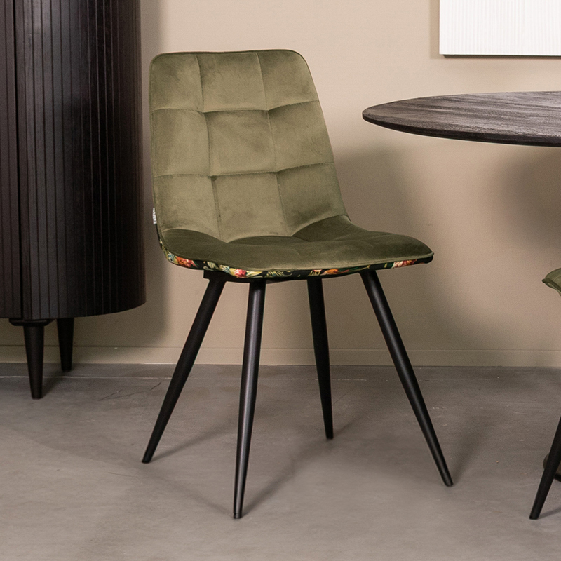 Esszimmerstühl I_Bistro - Ohne Armlehne - Mehrfarbig - GROEN - Samt - Design - LABEL51