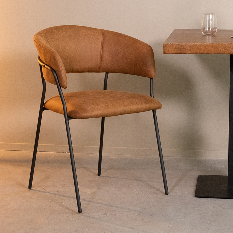 Esszimmerstühl I_Luuk - Armlehne - Cognac - BRUIN - - Modern - LABEL51