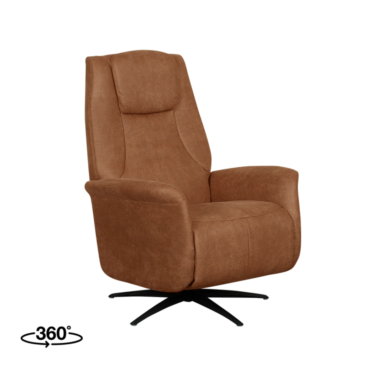 Sessel I_Stockholm - Elektrisch - Drehbar - Armlehne - Cognac - BRUIN - Micro Suede - Modern - LABEL51