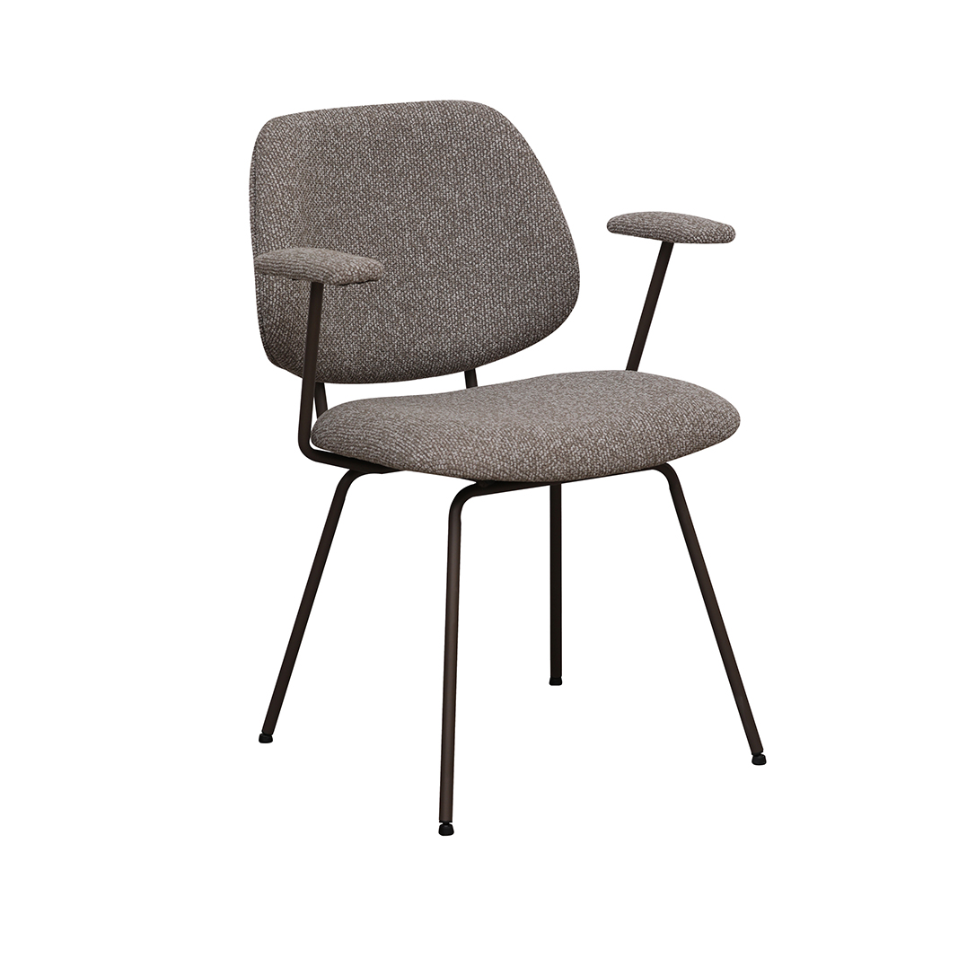 Esszimmerstühl I_Loreto - Ohne Armlehne - Mushroom - Braun - Royal Boucle - LABEL51