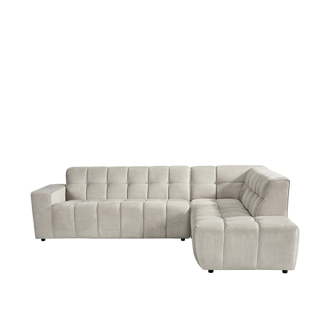 Ecksofa I_Valentino - Rechts Voorstaand - Natural Beige - Velvet - LABEL51