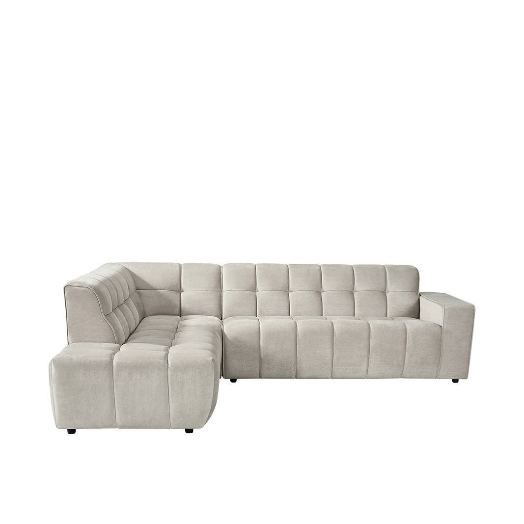 Ecksofa I_Valentino - Links Voorstaand - Natural Beige - Velvet - LABEL51
