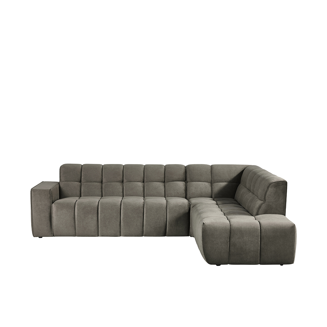 Ecksofa I_Valentino - Hoekbank Rechts - Taupe - Braun - Velvet - LABEL51
