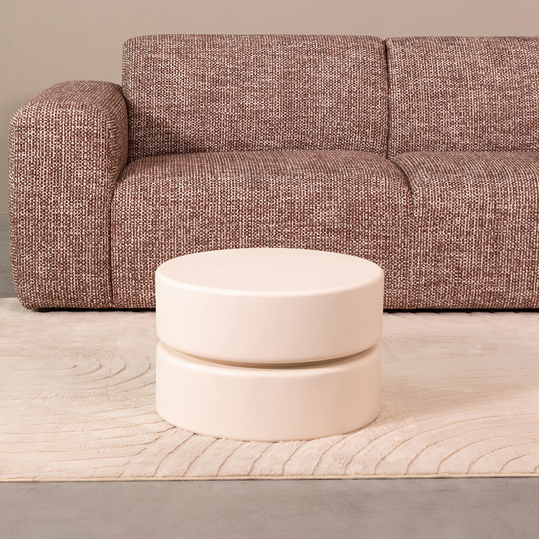 Couchtische I_Milly - Rund - Soft Sand - Creme - Mangoholz - LABEL51