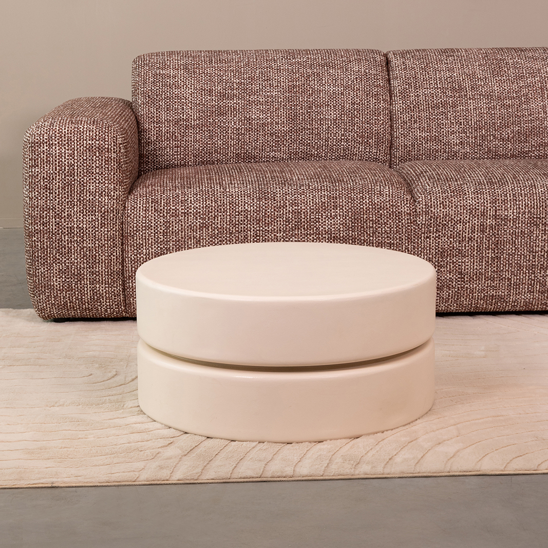 Couchtische I_Milly - Rund - Soft Sand - Creme - Mangoholz - LABEL51