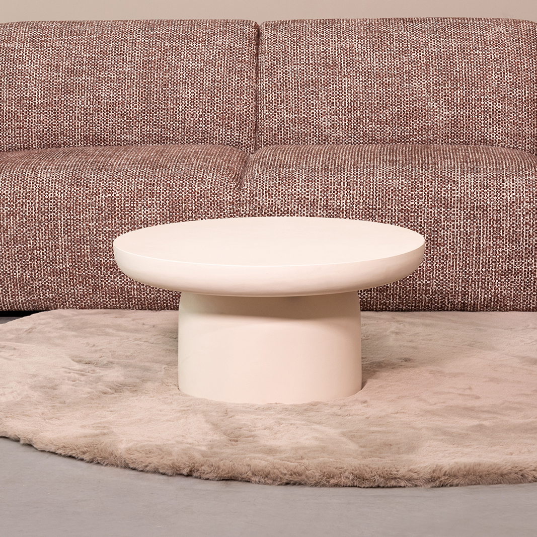Couchtische I_Mavi - Rund - Soft Sand - Creme - Mangoholz - LABEL51
