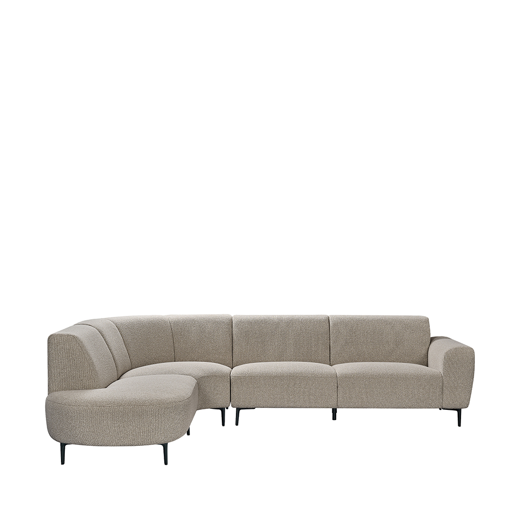 Ecksofa I_Mauro - Hoekbank Links - Mushroom - Braun - Boucle - Ländlich - LABEL51