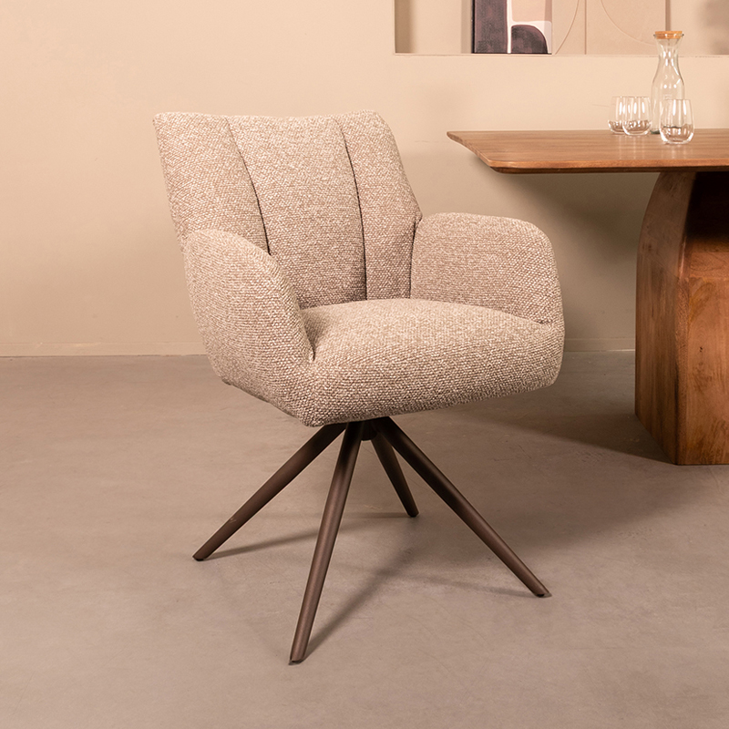 Esszimmerstühl I_Padua - Ohne Armlehne - Mushroom - Braun - Royal Boucle - LABEL51