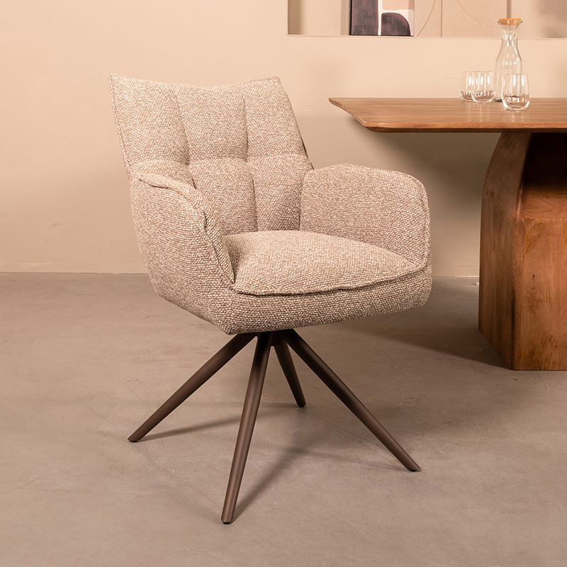 Esszimmerstühl I_Amalfi - Ohne Armlehne - Mushroom - Braun - Royal Boucle - LABEL51