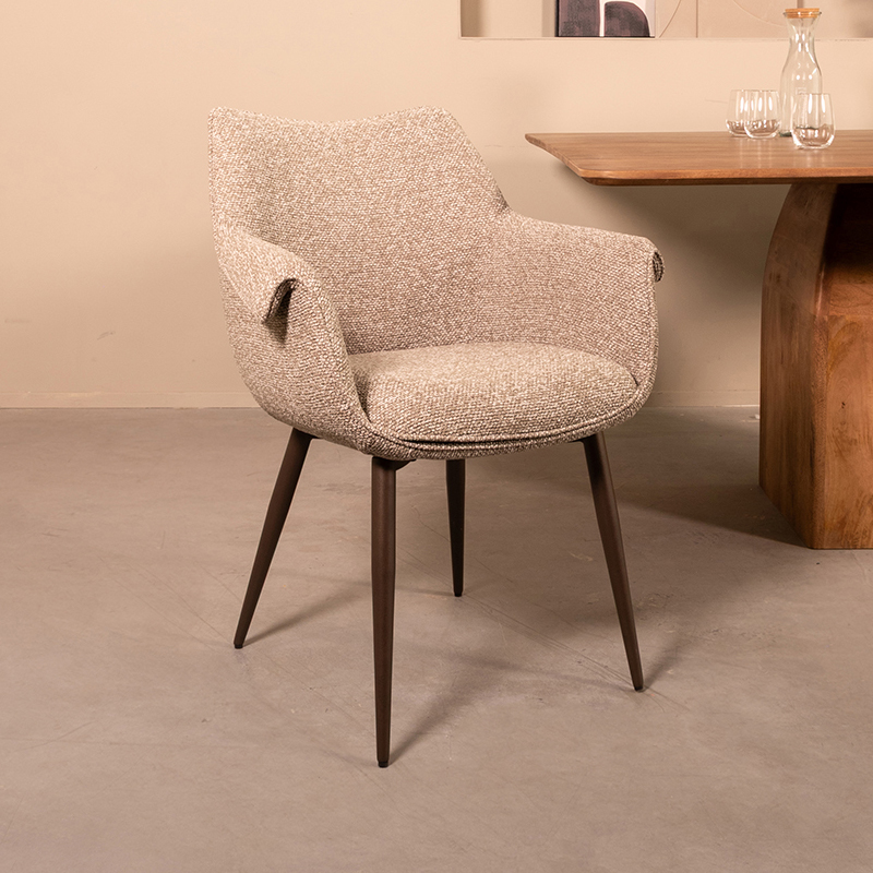 Esszimmerstühle I_Mirai - Ohne Armlehne - Mushroom - Braun - Boucle - Design - LABEL51