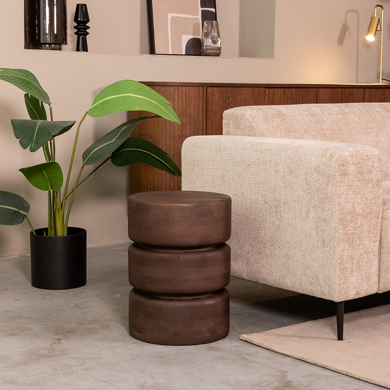 Beistelltische I_Milly - Rund - Espresso - Braun - Mangoholz - LABEL51