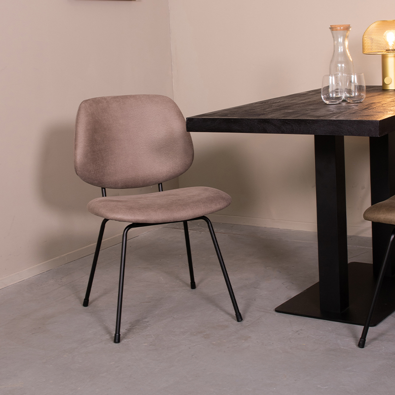 Esszimmerstühl I_Bello - Ohne Armlehne - Taupe - Braun - Micro Suede - Modern - LABEL51