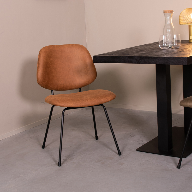 Esszimmerstühl I_Bello - Ohne Armlehne - Cognac - Braun - Micro Suede - Modern - LABEL51