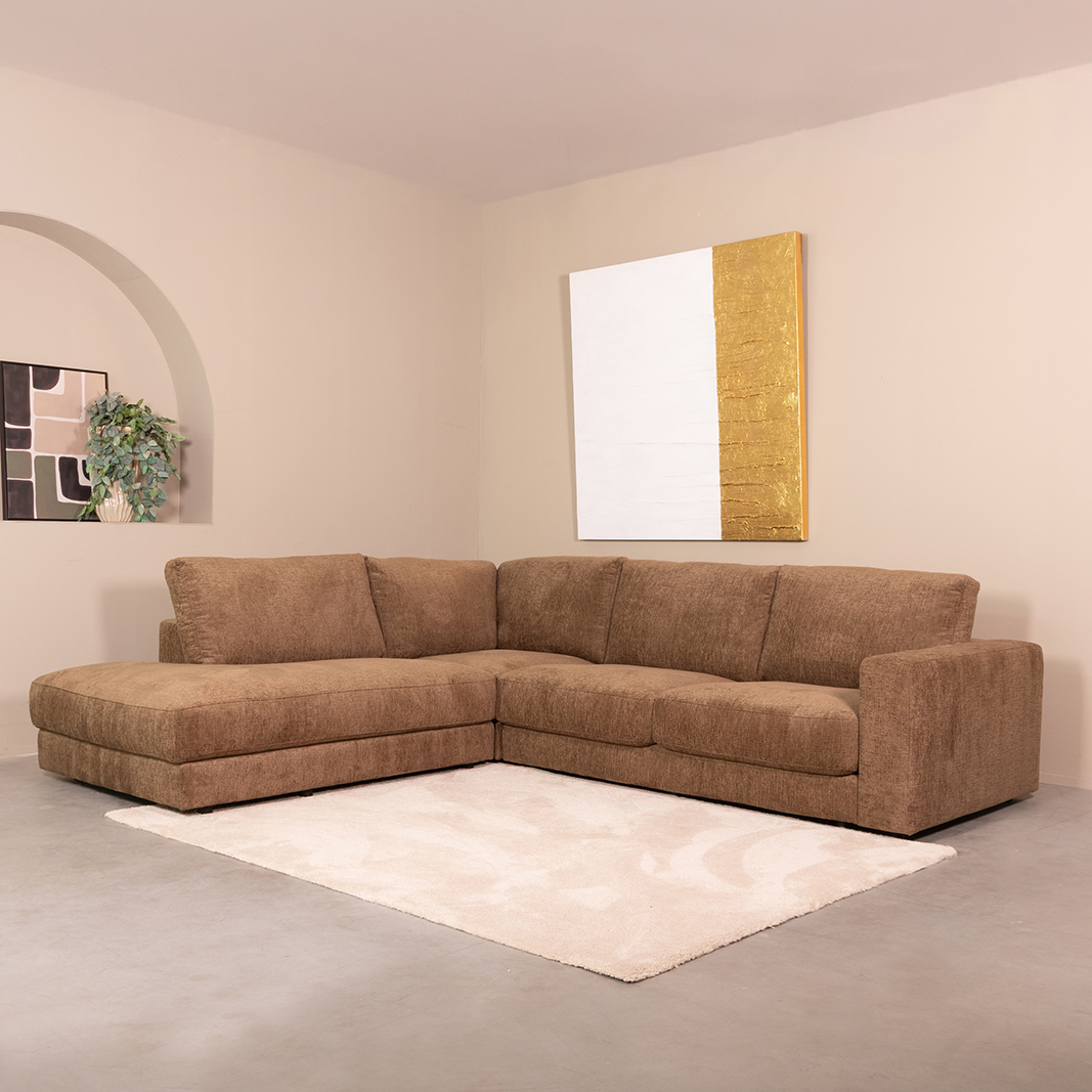 Ecksofa I_Valero - Hoekbank Links - Retro Taupe Tresor - Braun - Chenille - LABEL51