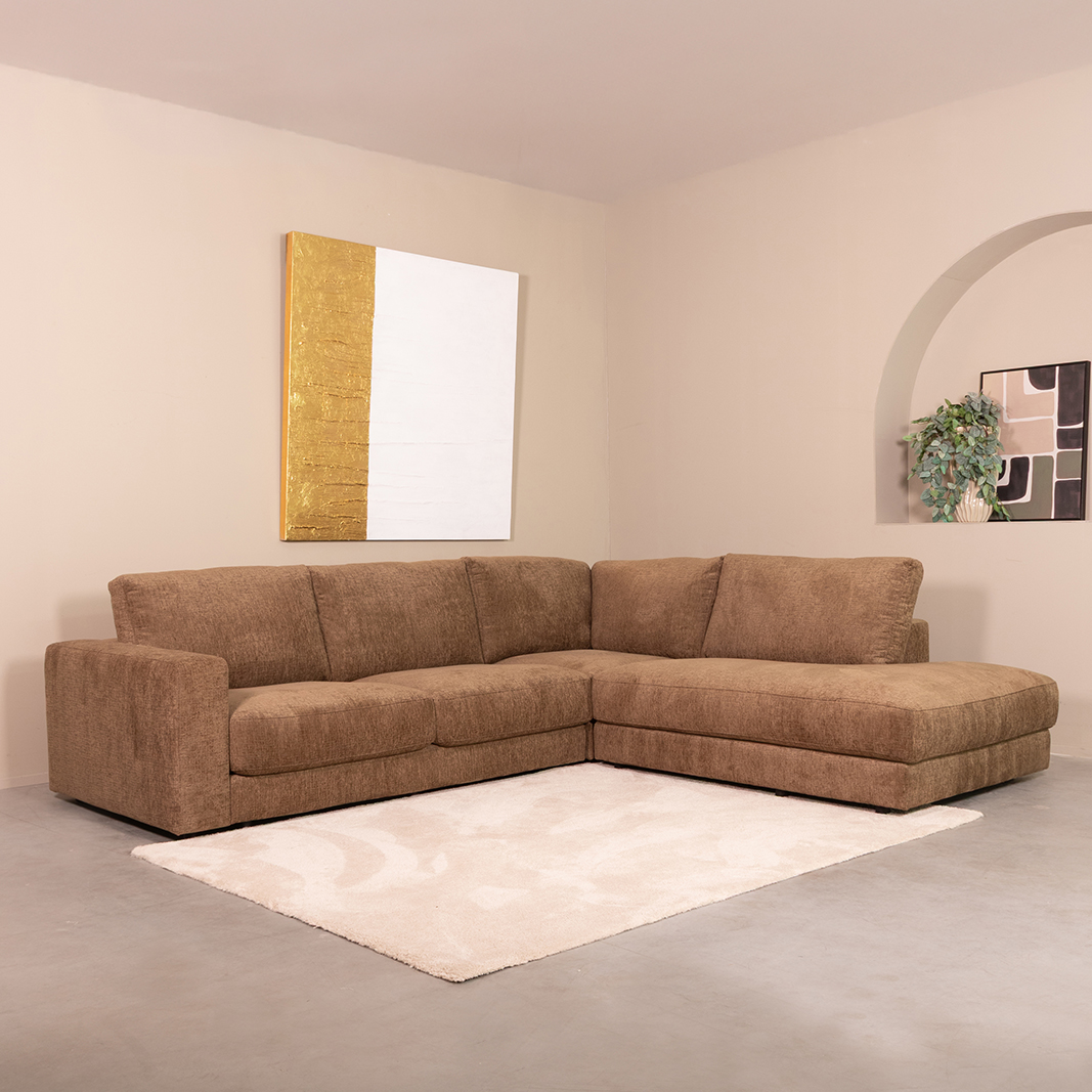 Ecksofa I_Valero - Hoekbank Rechts - Retro Taupe Tresor - Braun - Chenille - LABEL51