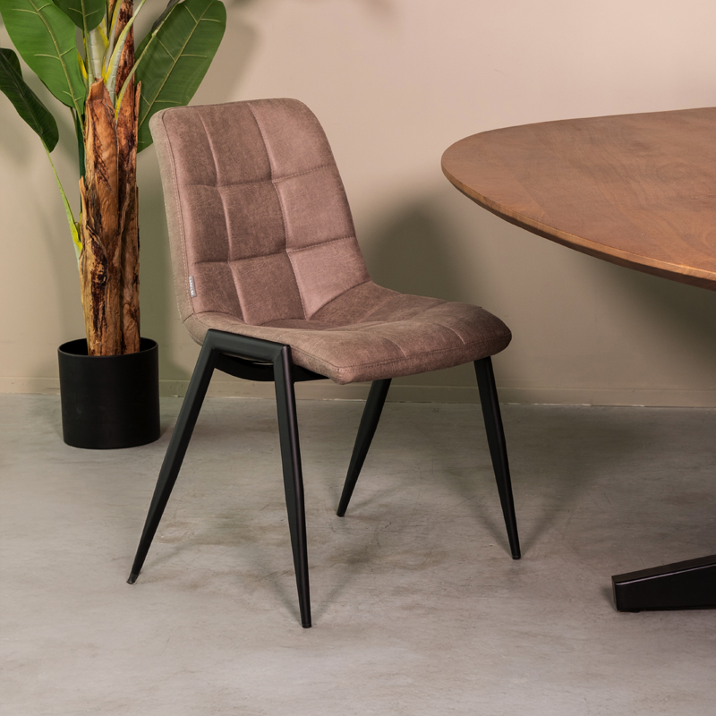 Esszimmerstühl I_Noor - Ohne Armlehne - Taupe - Braun - Micro Suede - Modern - LABEL51