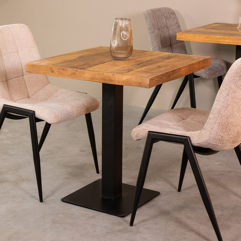 Esstische Restauranttafel - Quadratisch - Natürlich - Mangoholz - Industriell - LABEL51